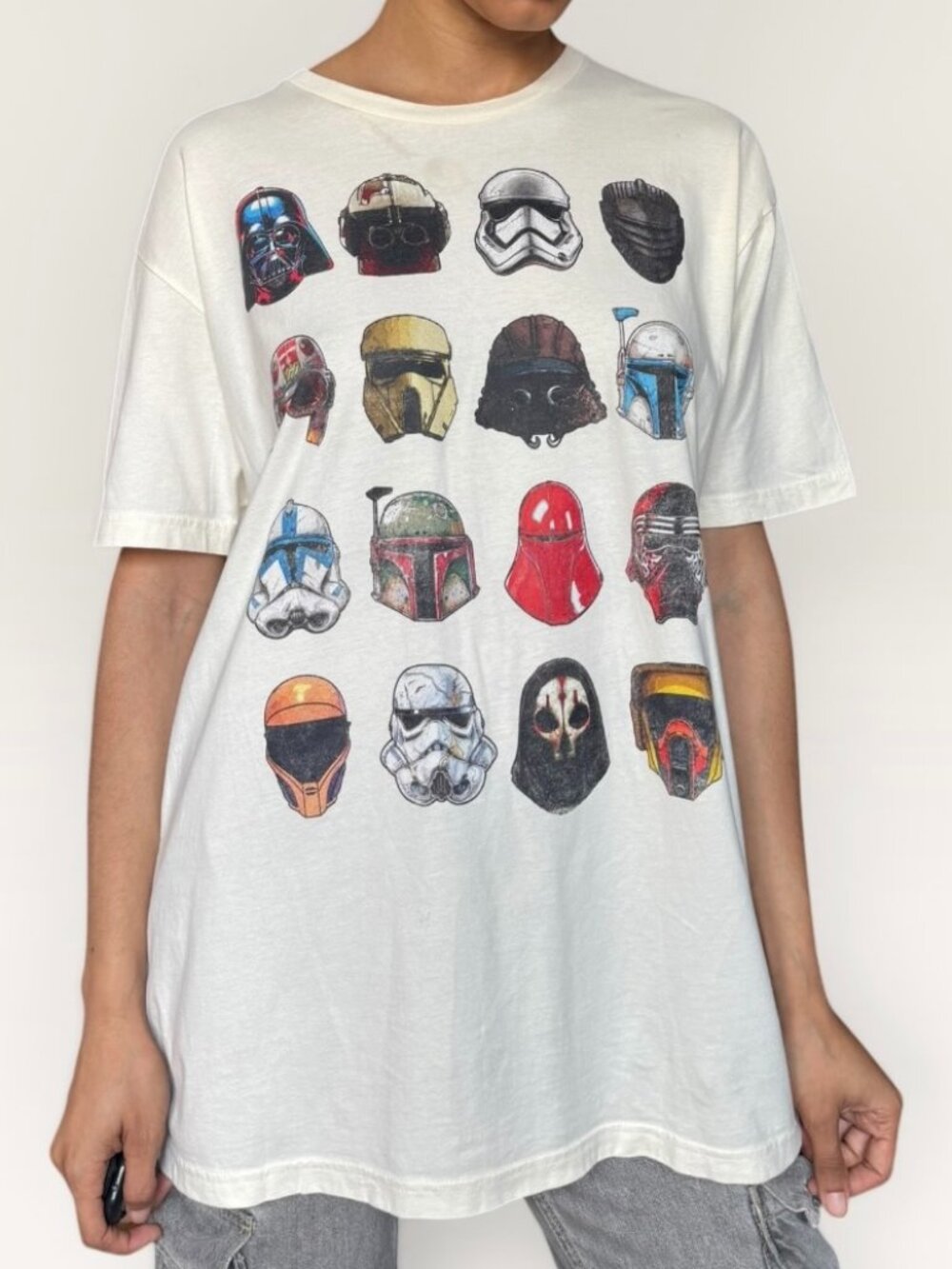 Star‎ Wars Helmets Graphic Cream Cotton T-Shirt Fandom Off-White XL